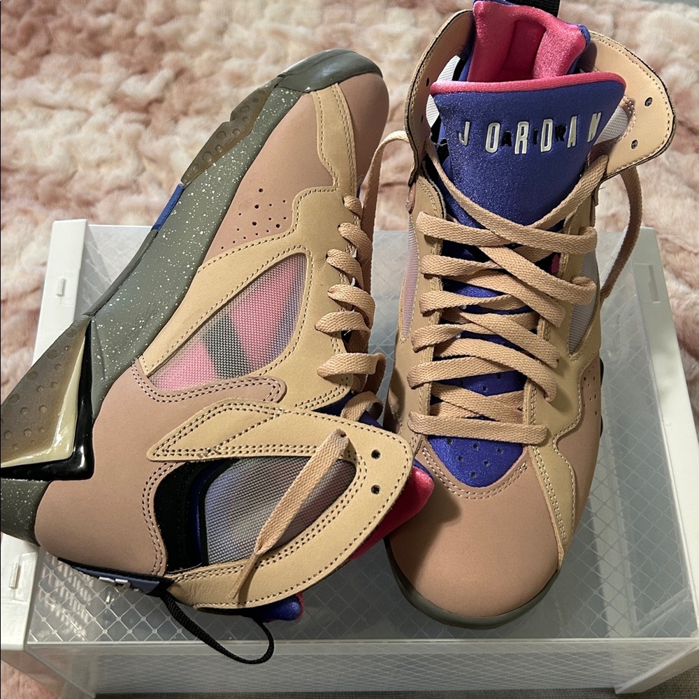 Jordan Women’s Tan and Purple Retro Sneakers